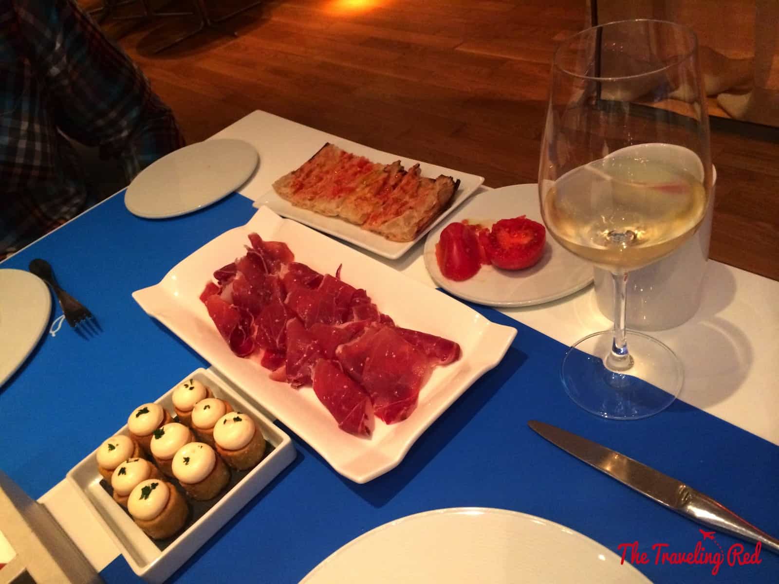 High end tapas fusion dinner at Arola in the Hotel Arts in Barceloneta, the beachside neighborhood in Barcelona, Spain. 