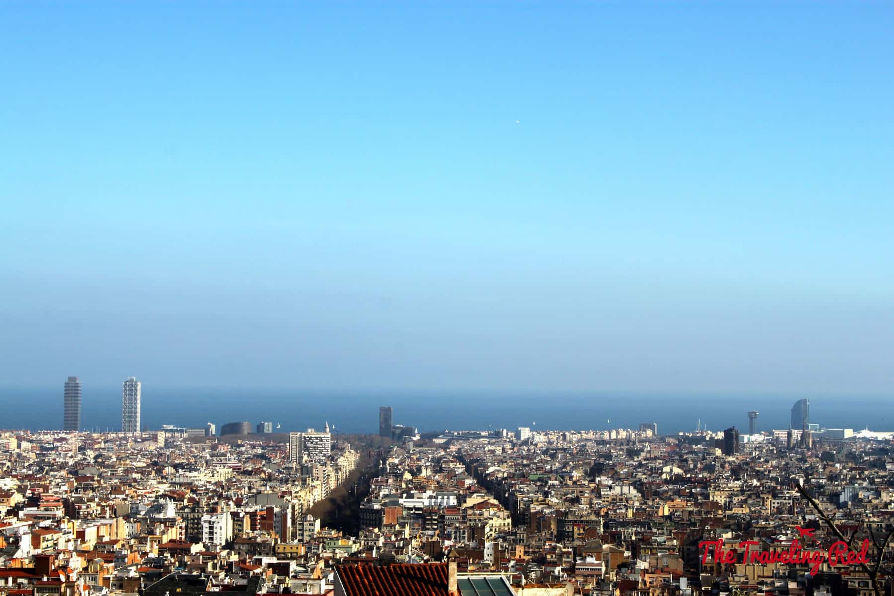 Panoramic views of Barcelona, Spain from Parc Güell