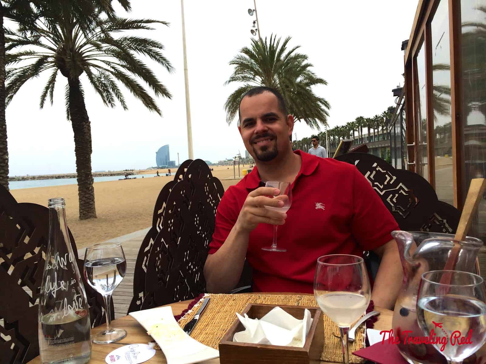 Lunch by the beach at CDLC (Carpe Diem Lounge Club) in the Barceloneta neighborhood of Barcelona, Spain. 