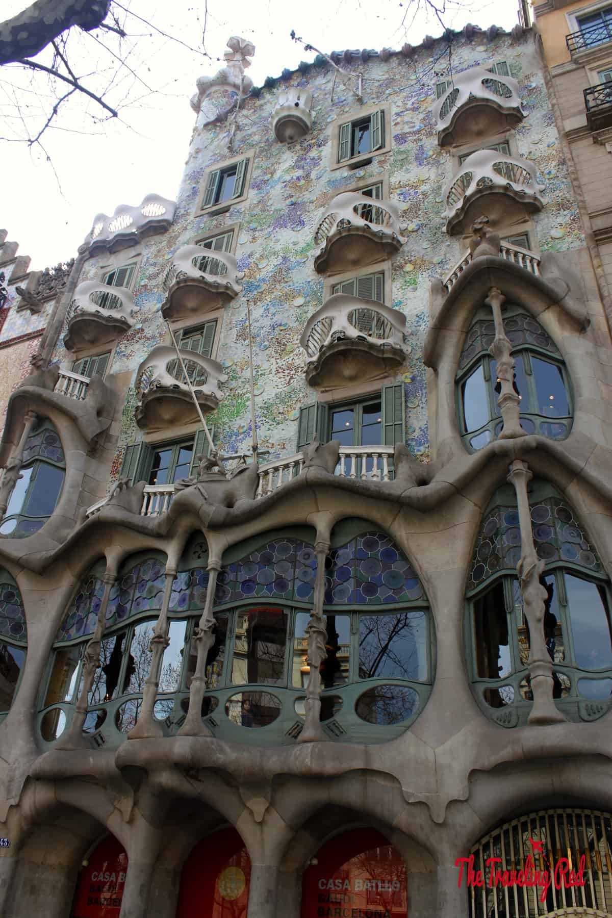 Strolling down Passeig de Gracia to see Casa Batlló, one of Antoni Gaudí famous architectural works in Barcelona, Spain.
