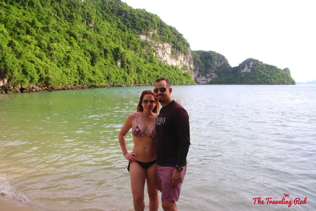 Beach day in Vietnam. Romantic cruise in Bai Tu Long Bay, right next to Halong Bay, Vietnam, aboard the Dragon Legend Cruise ship. The best honeymoon destination in Asia. #Halongbay #Vietnam #cruise #honeymoon #honeymoondestination