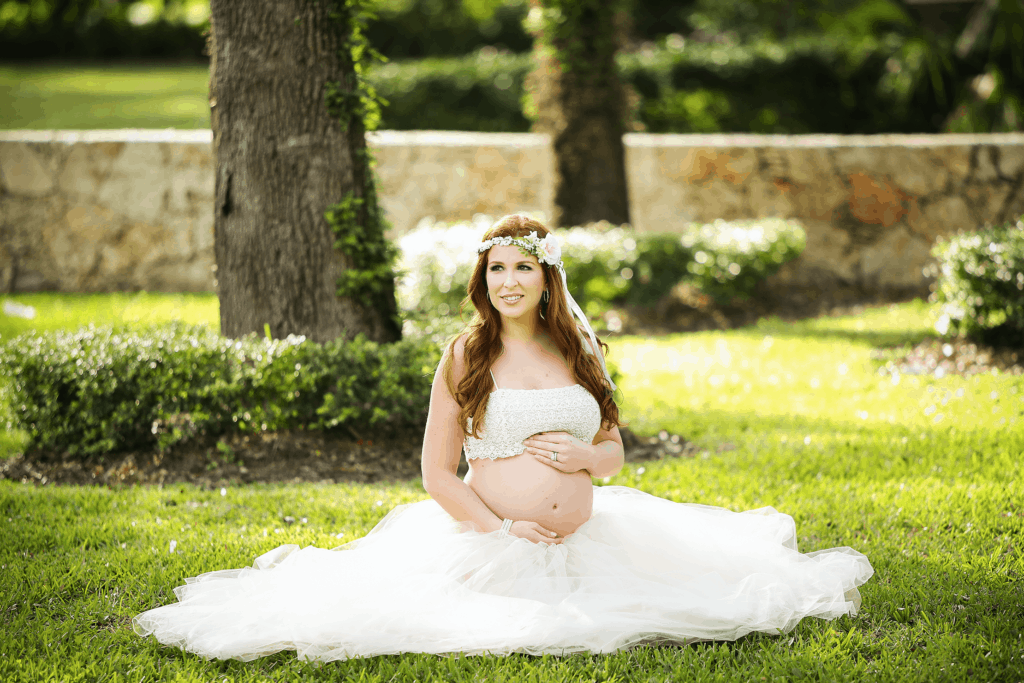 Home Maternity Shoot Skirt and Flower Crown - pregnant in the garden