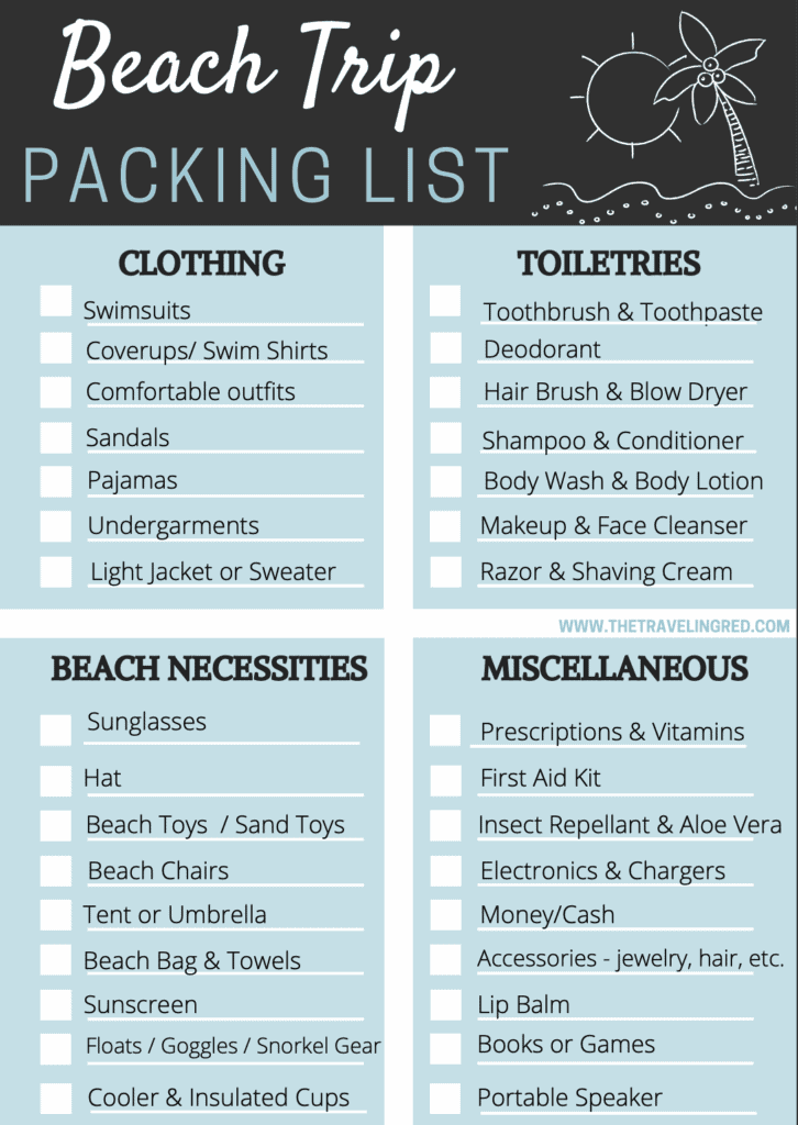 Everything you need to pack for a beach trip. Full packing checklist so you don't forget anything you need for your vacation.
