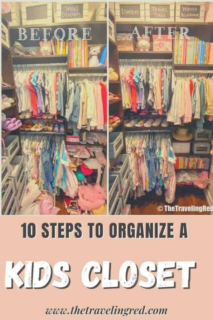 ORGANIZING A KIDS CLOSET IN 10 EASY STEPS | organization | little girl room | clothes, shoes, handbags, accessories, books & toys | organization 101 | color coordinating | storage bins | chalkboard nesting baskets | the home edit | #organization #kidscloset #organizing